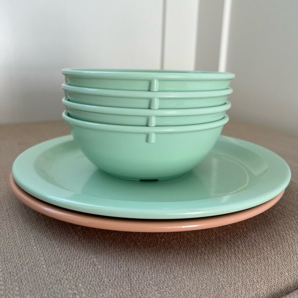 Vintage Texasware Melamine Mint Green Bowls Set of 4 - Picture 1 of 4